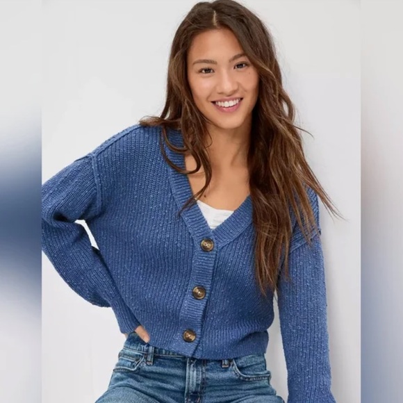 American Eagle Outfitters | Sweaters | Nwt Blue American Eagle Cropped  Cardigan Sweater | Poshmark